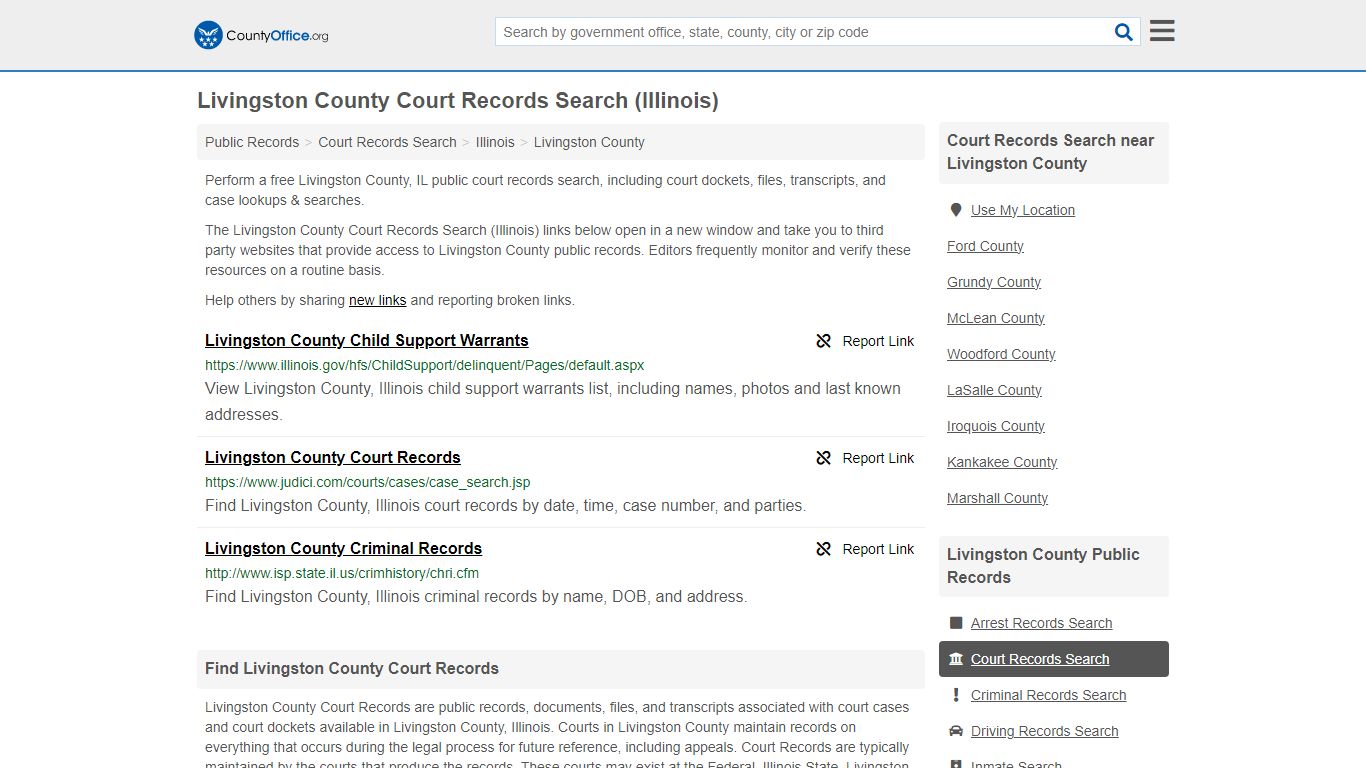 Livingston County Court Records Search (Illinois) - County Office