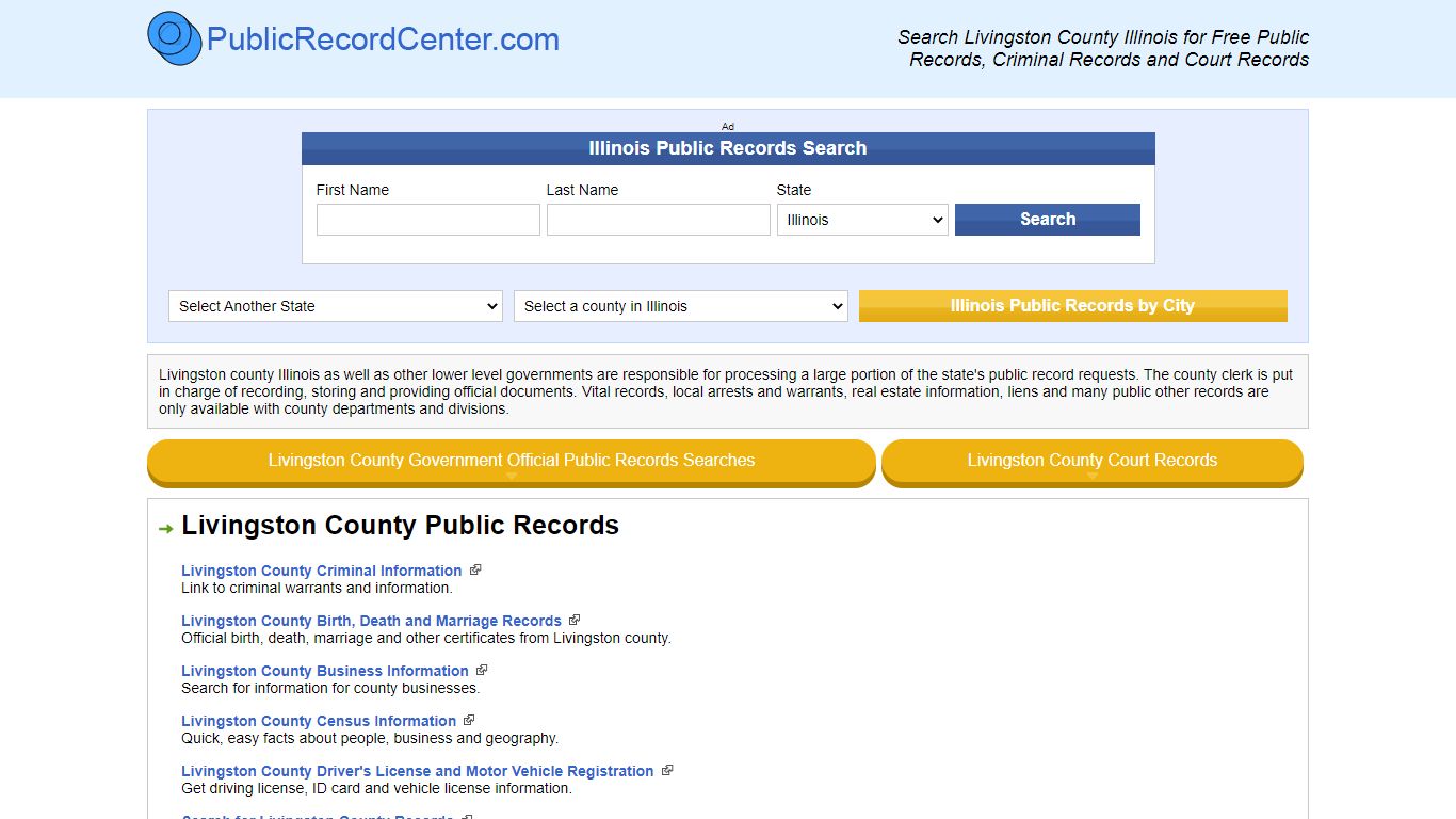 Livingston County Illinois Free Public Records - Court Records ...